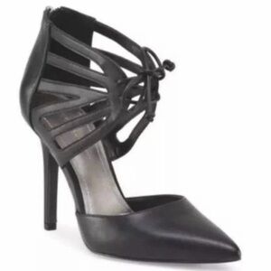 BCBGeneration Delphina Black Lace Up Pointed Toe Heels Size 9